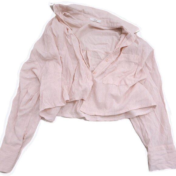 Autumn Striped Pink Cropped Shirt - light weight and soft - Picture 4 of 4